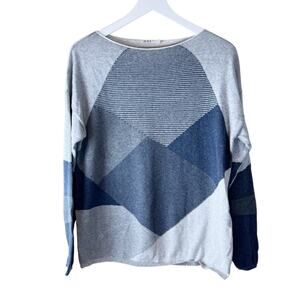 OST Women’s Cotton Cashmere Gray‎ Blue Long Sleeve Top Sz M